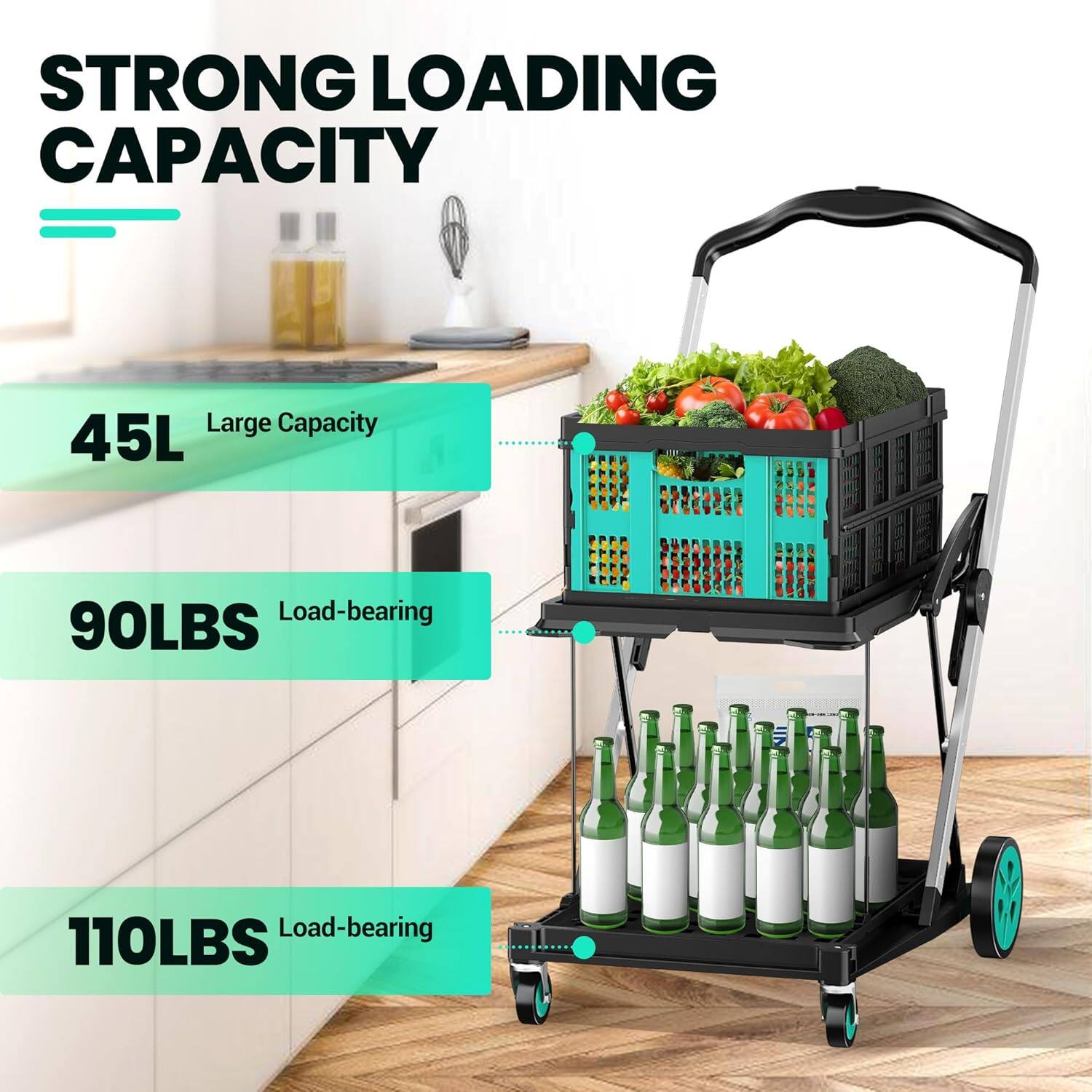 STRONG LOADING CAPACITY
45L Large Capacity
90LBS Load-bearing
110LBS Load-bearing