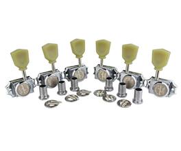 Dazzling Pops - Guitar Locking String Tuning Pegs (3r + 3l) - 1:15 Vintage Deluxe Style Tuners Key Machine Heads Set With - Chrome