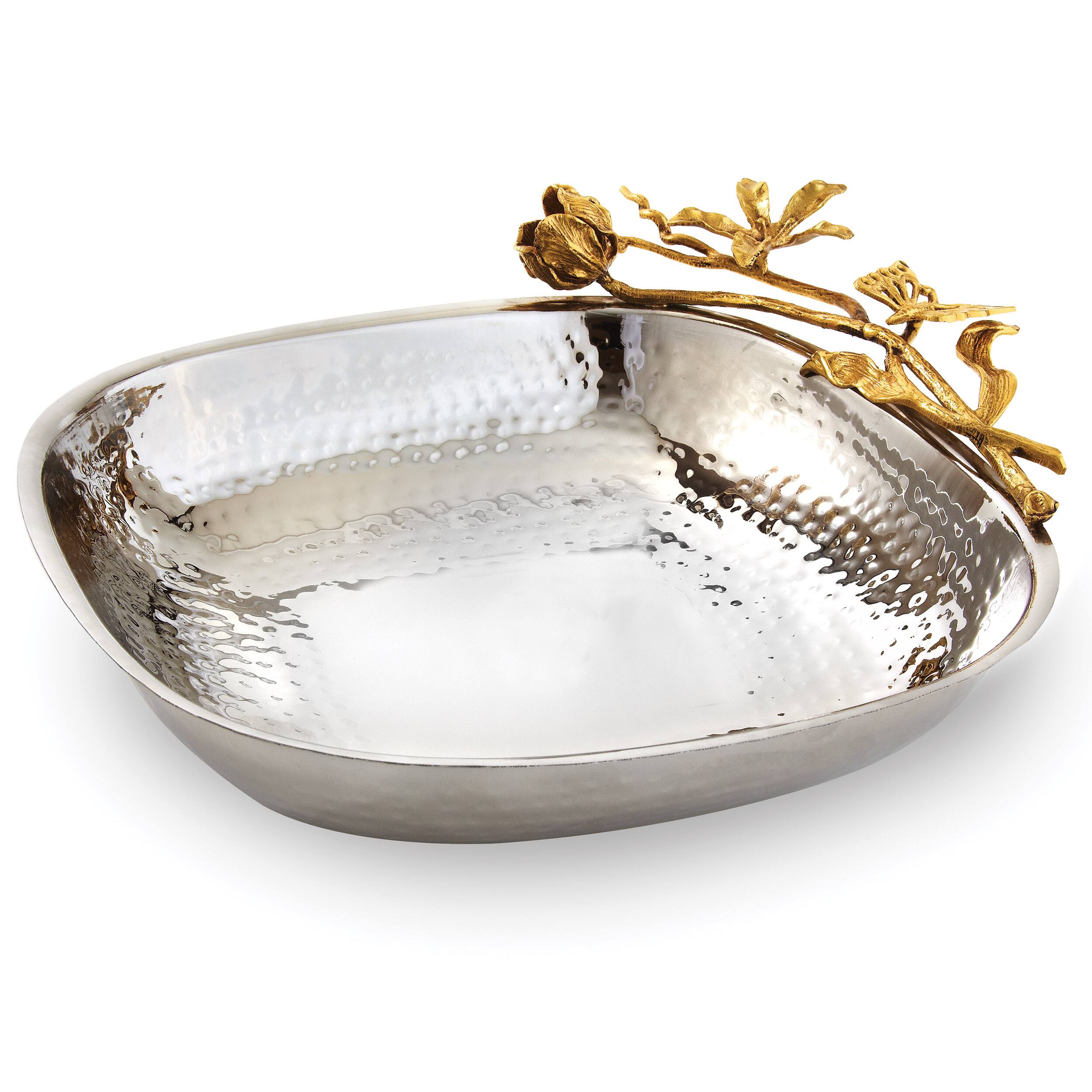 Front. Jiallo - Gold Butterfly square bowl - Silver/Gold.