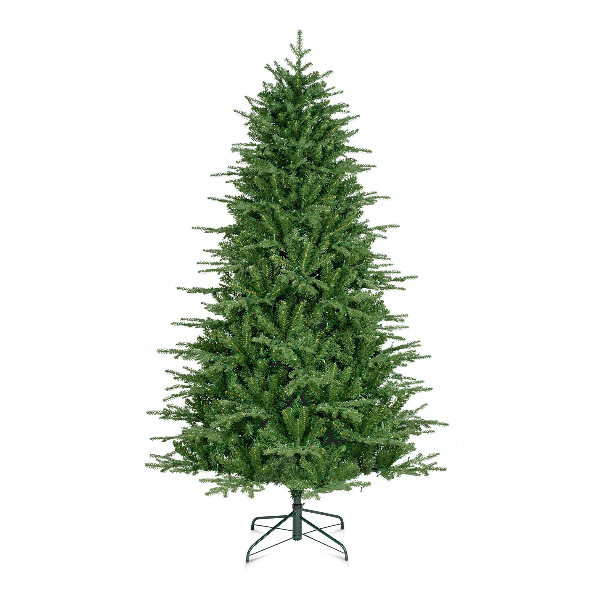 Angle. Glitzhome - 7ft Pre-Lit Full Fir Artificial Christmas Tree with 460 RGB Lights - Green.