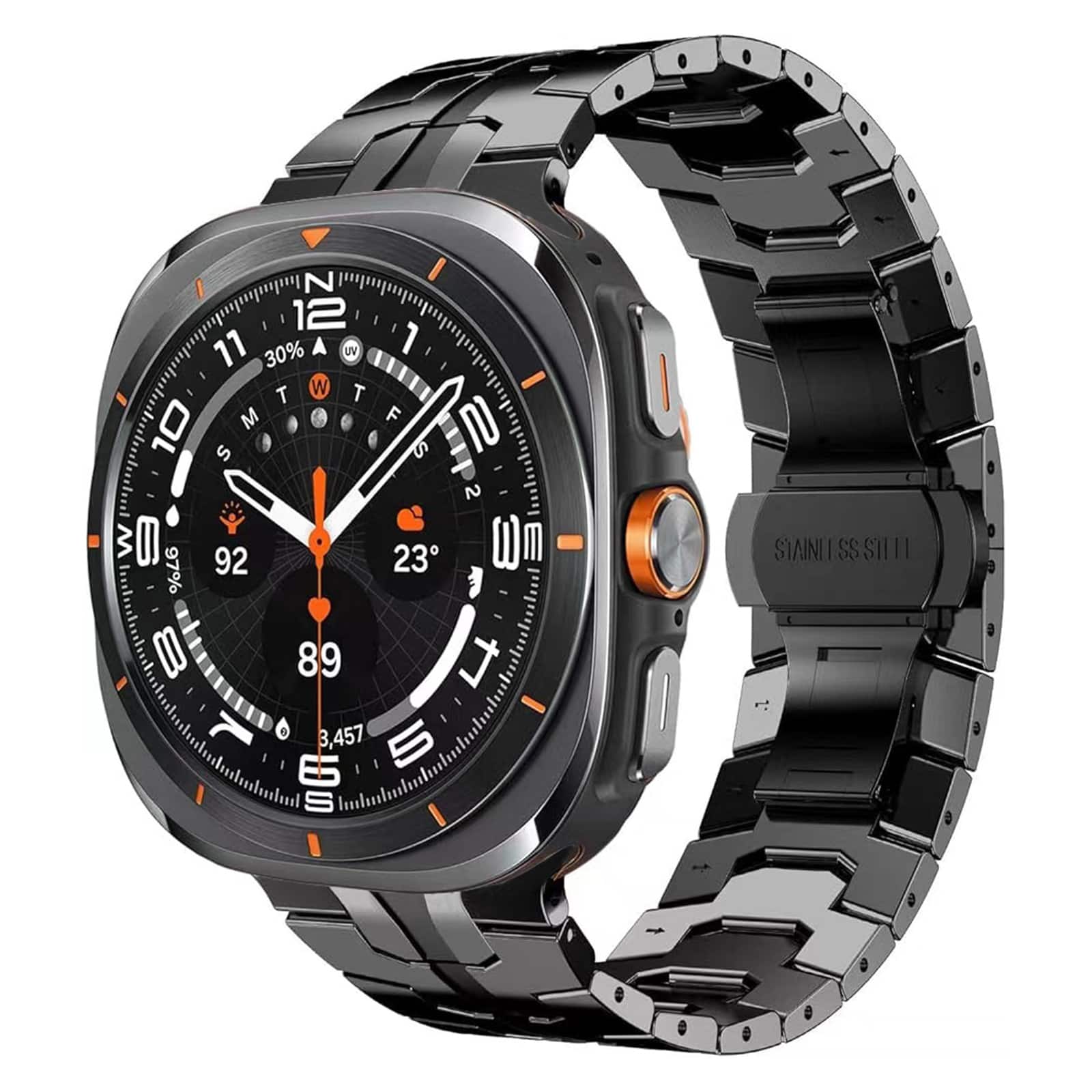 Dteck - Metal Band Compatible With Samsung Galaxy Watch Ulta 47mm (2025/2024), No Gap Stainless Steel Band Strap - Black price history on PriceWatchPro