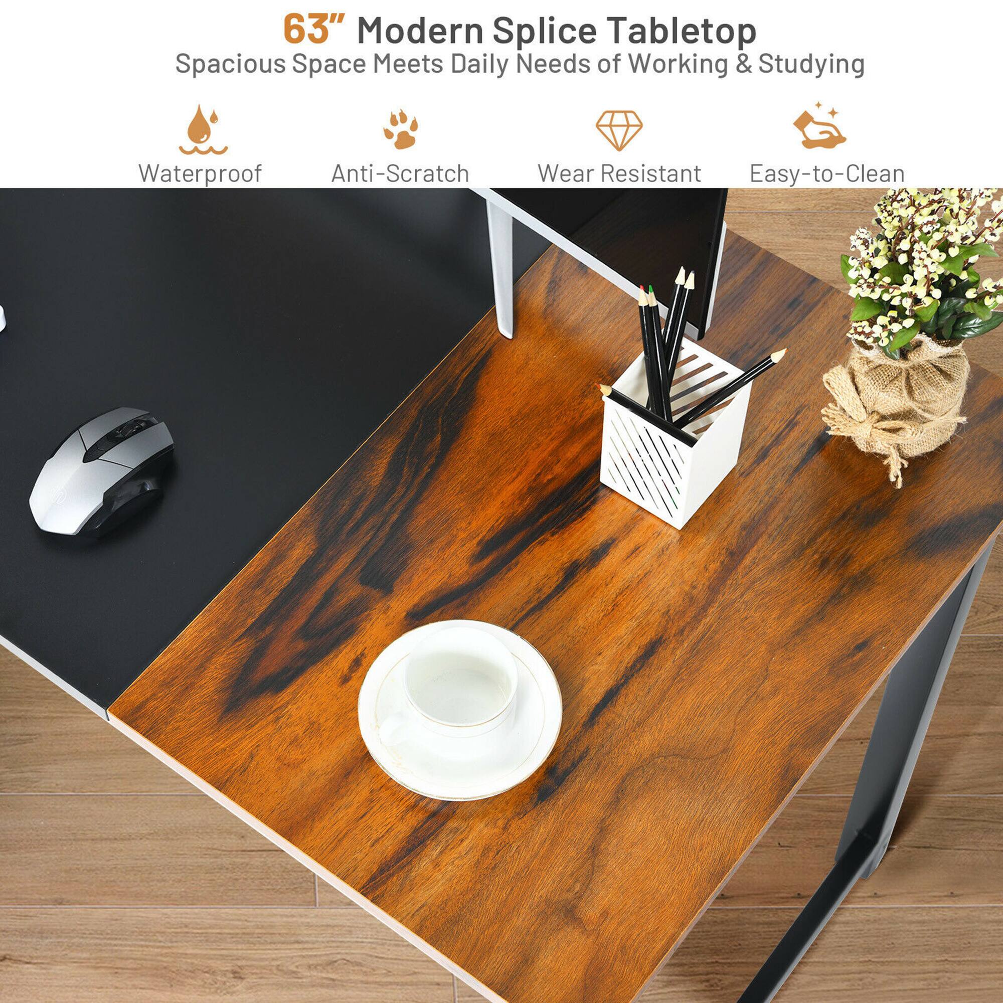 63" Modern Splice Tabletop: Spacious Space Meets Daily Needs of Working & Studying. Waterproof, Anti-Scratch, Wear Resistant, Easy-to-Clean.