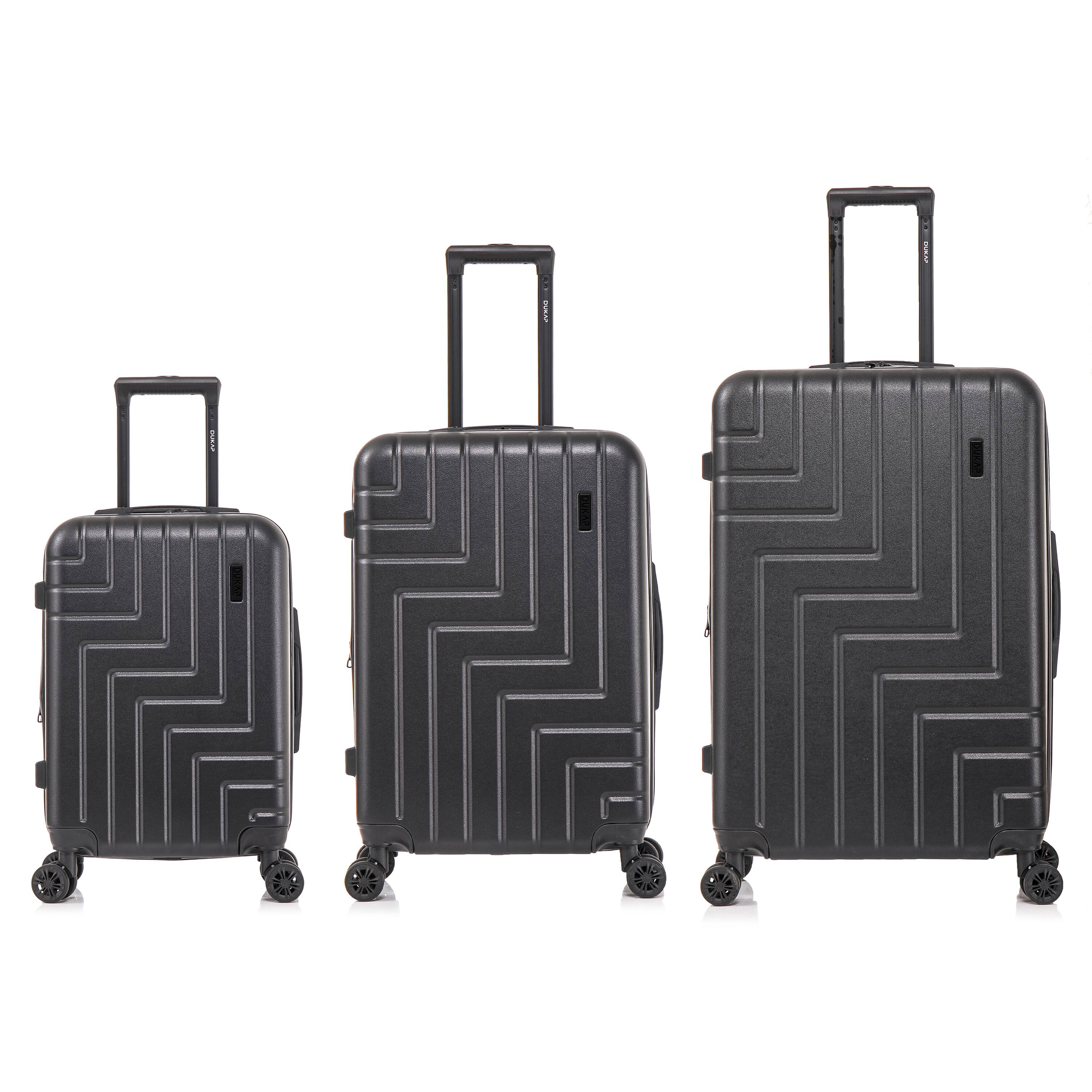 Alt View 3. DUKAP - Zahav Lightweight Hardside Spinner 3 Piece Luggage Set  20"/24"/28" - BLACK.