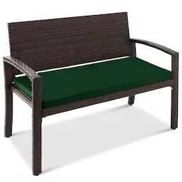 Best Choice Products - 2-Person Outdoor Wicker Bench Garden Patio Porch Furniture w/ 700lb Capacity - Midnight - Green/Brown