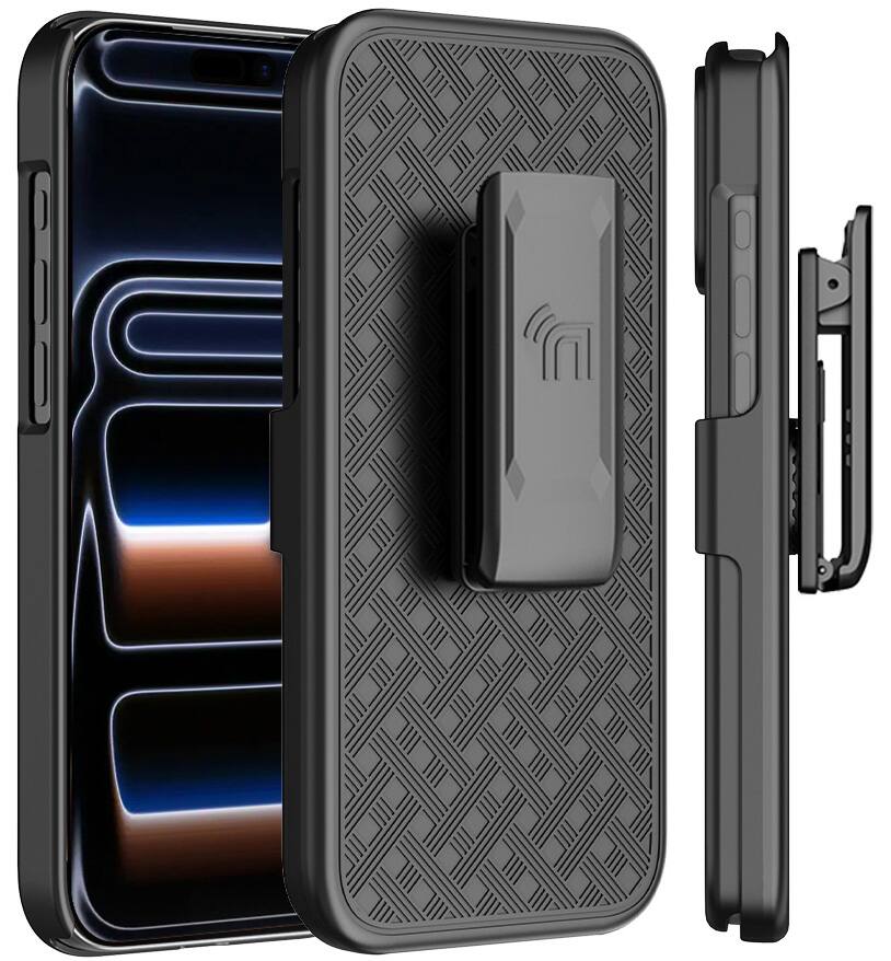 Alt View 9. Nakedcellphone - Combo for iPhone 17 Pro Max - Slim Case with Stand and Belt Clip Holster - Black.