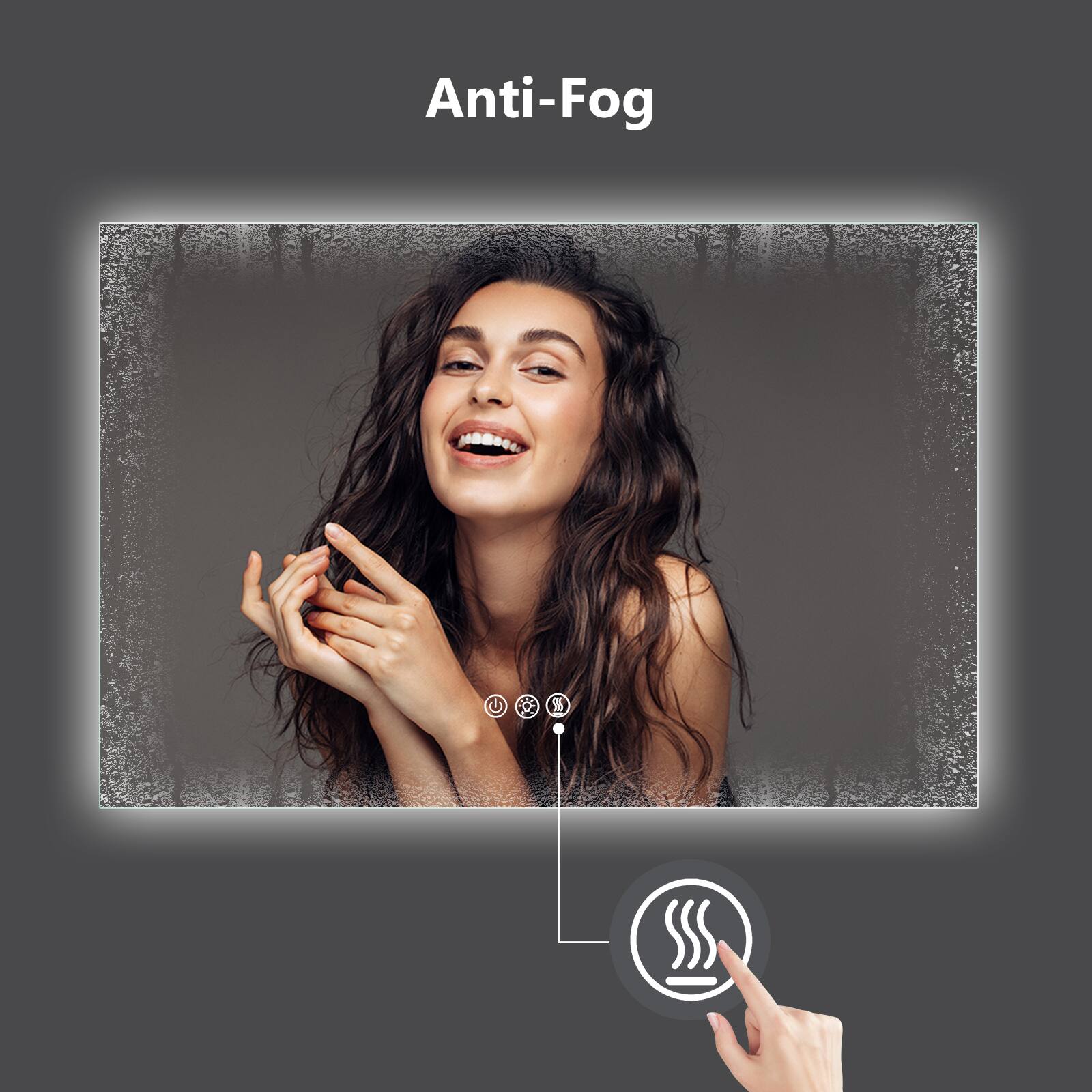 Left. LOVMOR - Lovmor 36x48 Inch LED Bathroom Mirror with Anti Fog Dimmable Lights 3 Color Temperature Memory Function ETL Certified - slive.