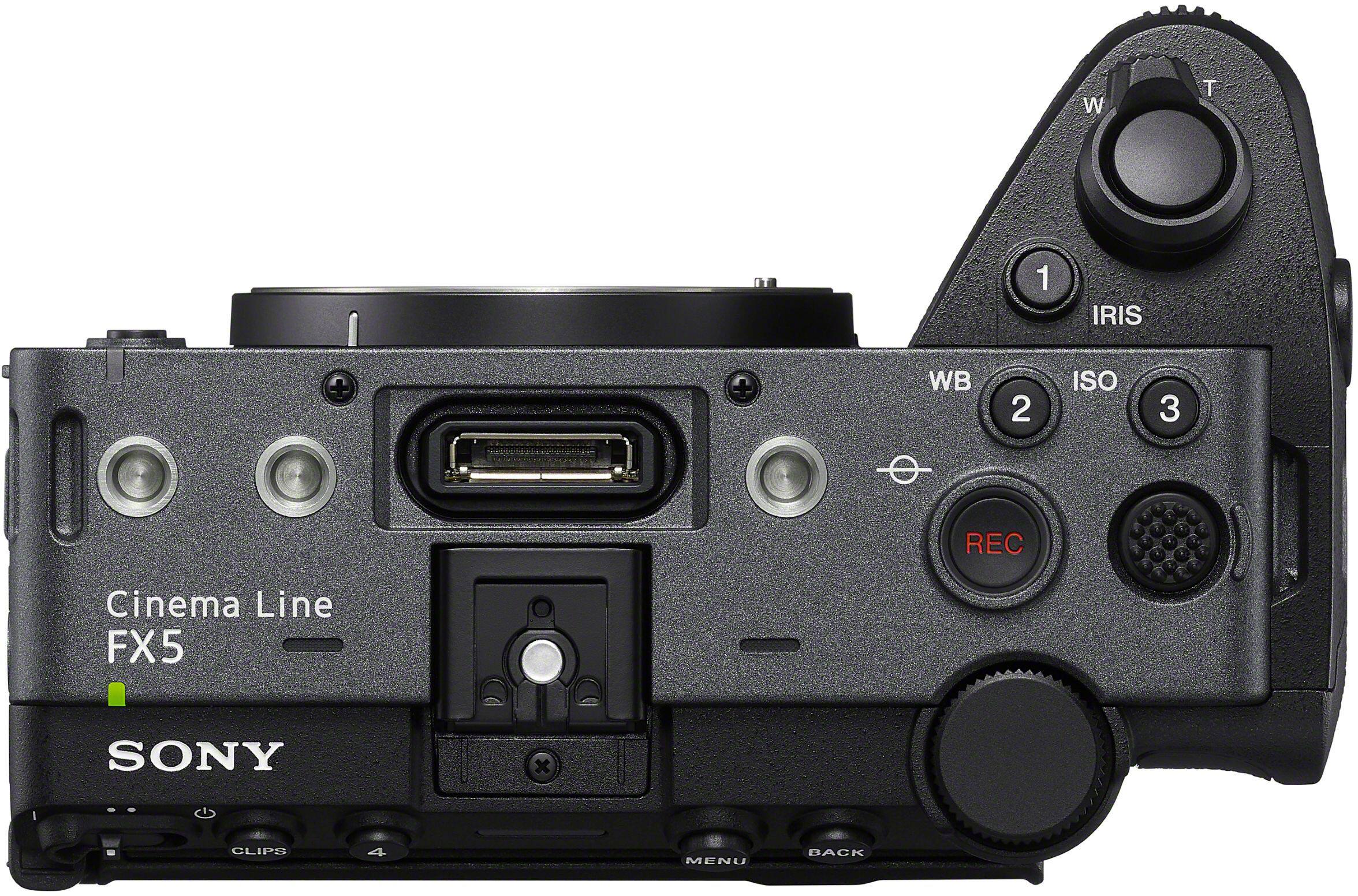 W T 1 IRIS WB 2 ISO 3 REC Cinema Line FX5 SONY x CLIPS 4 MENU BACK