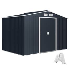 Outsunny - x 6' Outdoor Storage Shed, Garden Tool Metal Shed with Foundation Kit - Dark Gray