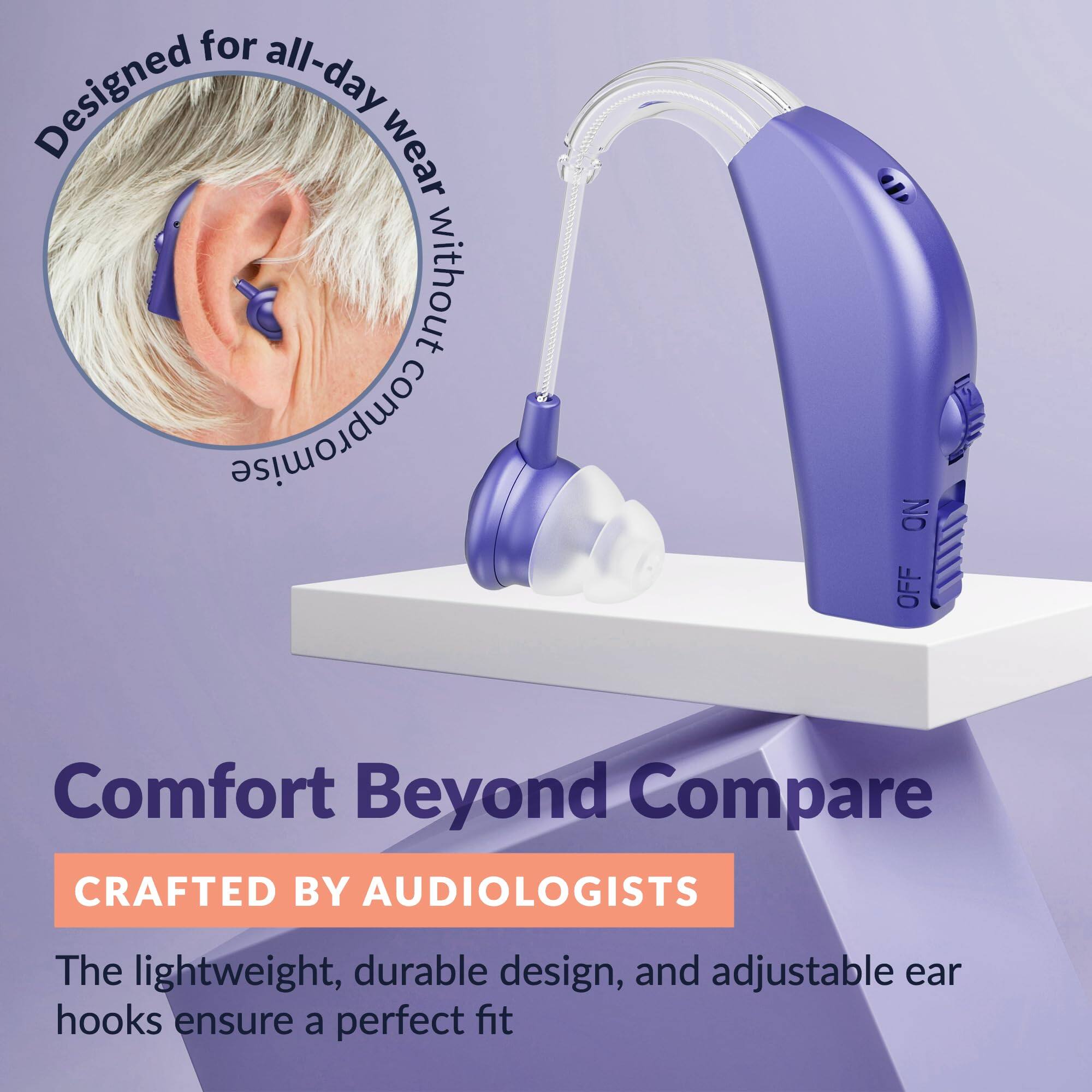 Designed for all-day wear without compromise

Comfort Beyond Compare

CRAFTED BY AUDIOLOGISTS

The lightweight, durable design, and adjustable ear hooks ensure a perfect fit