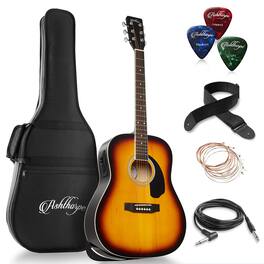 Ashthorpe - Full-Size Dreadnought Acoustic-Electric Guitar Bundle - Tonewoods - Sunburst