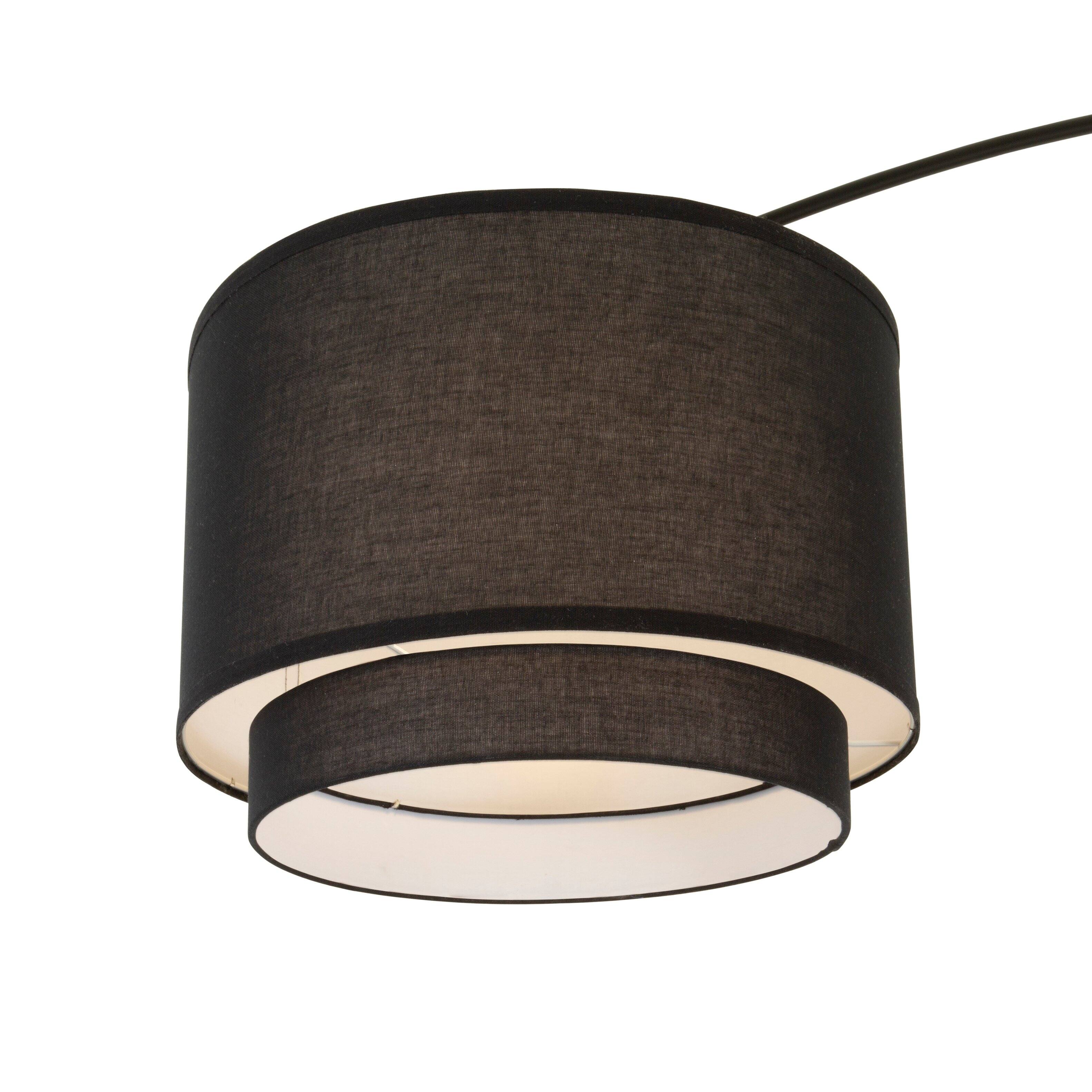 Alt View 1. FC Design - FC Design Modern 81" Tall Standing Adjustable Arched Floor Lamp with Double Drum Shade and Marble Base - Black - Black.