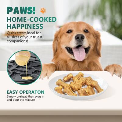KEINVE Waffle Maker for Dog Treats Inch Non-Stick Pet Snack Maker with Shapes 10 Bone Molds, 1000W Black
