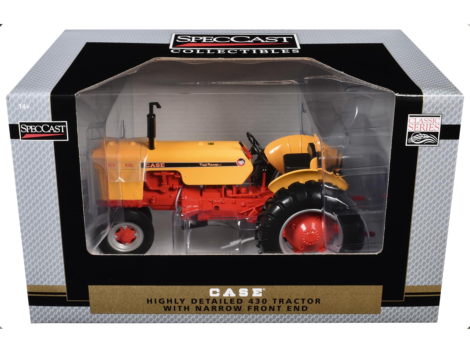 SpecCast Collectibles - Case 430 Narrow Front Tractor Yellow with Orange Frame "Classic Series" 1/16 Diecast Model by SpecCast