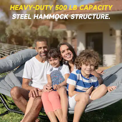 HEAVY-DUTY 500 LB CAPACITY
STEEL HAMMOCK STRUCTURE.