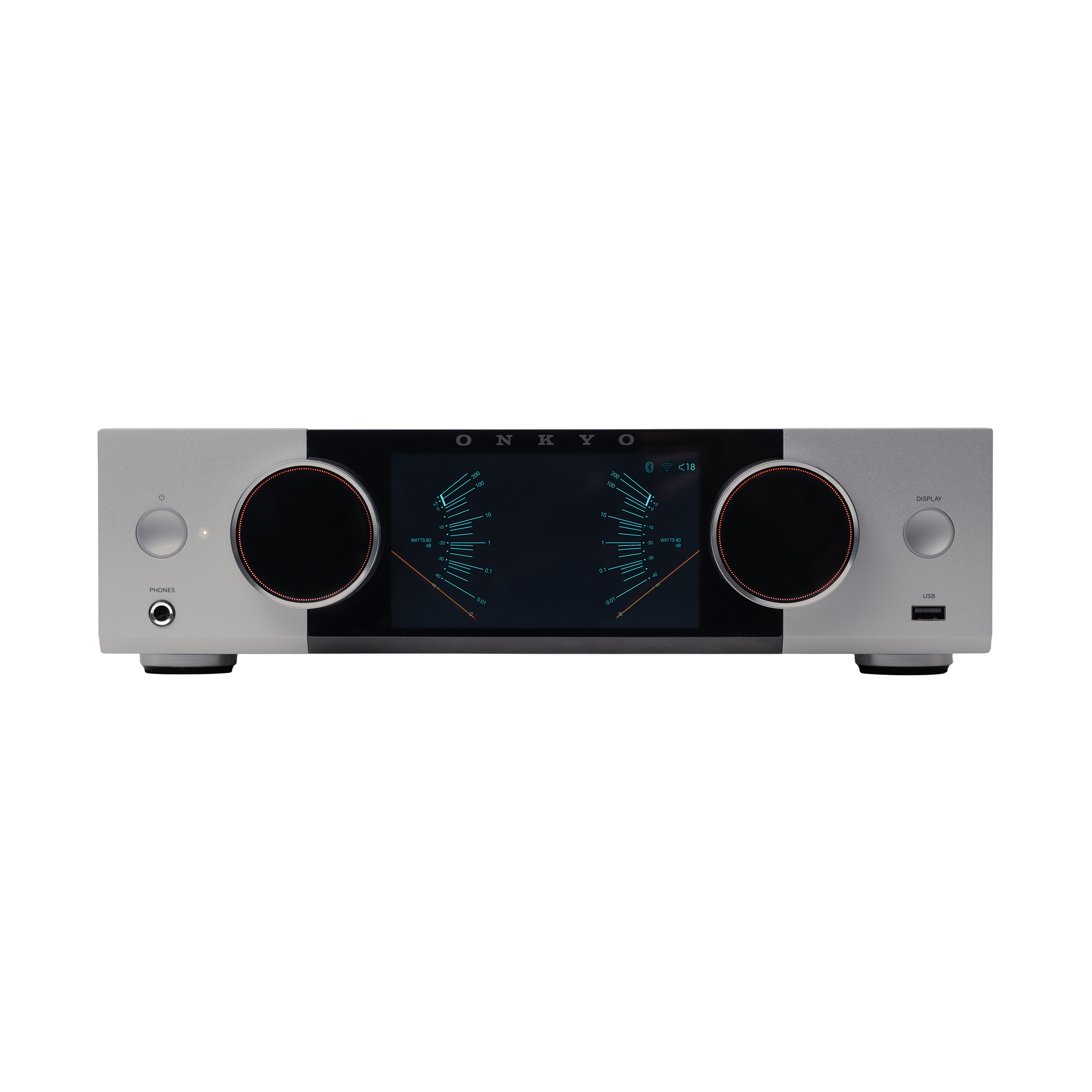 Alt View 1. Onkyo - Muse Y-50 High Power Amplifier - Silver.