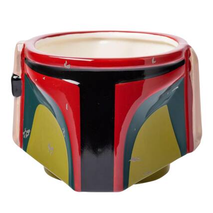 Front. Silver Buffalo - Star Wars Boba Fett Distressed Helmet Sculpted Ceramic Mug | Holds 20 Ounces - Red.