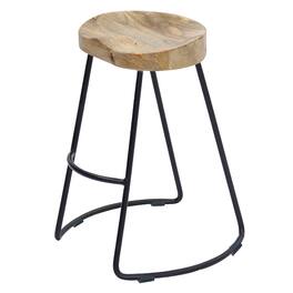 Manhattan Lane - Ela 30 Inch Mango Wood Bar Stool, Saddle Seat, Iron Frame - Brown and Black