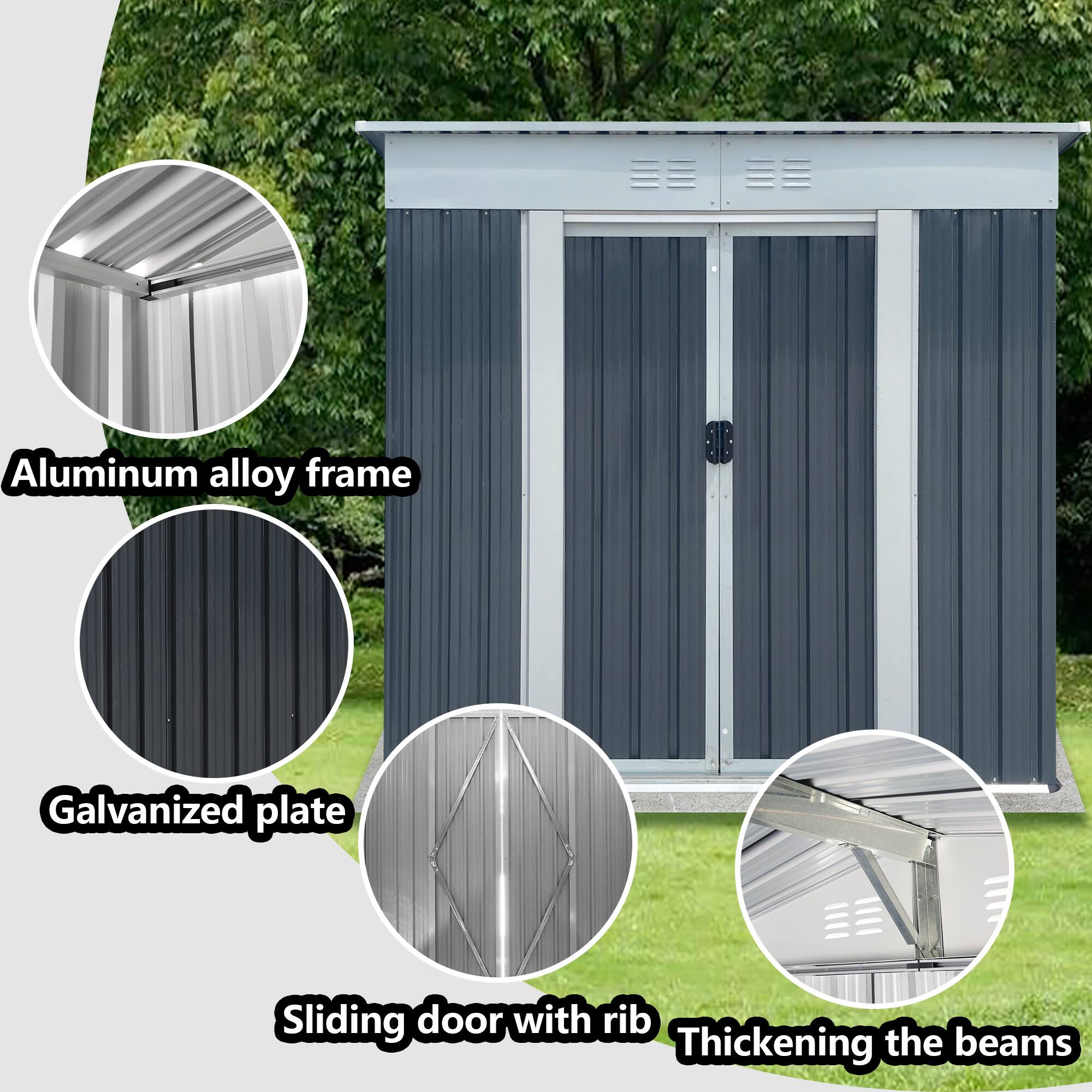 Aluminum alloy frame  
Galvanized plate  
Sliding door with rib  
Thickening the beams