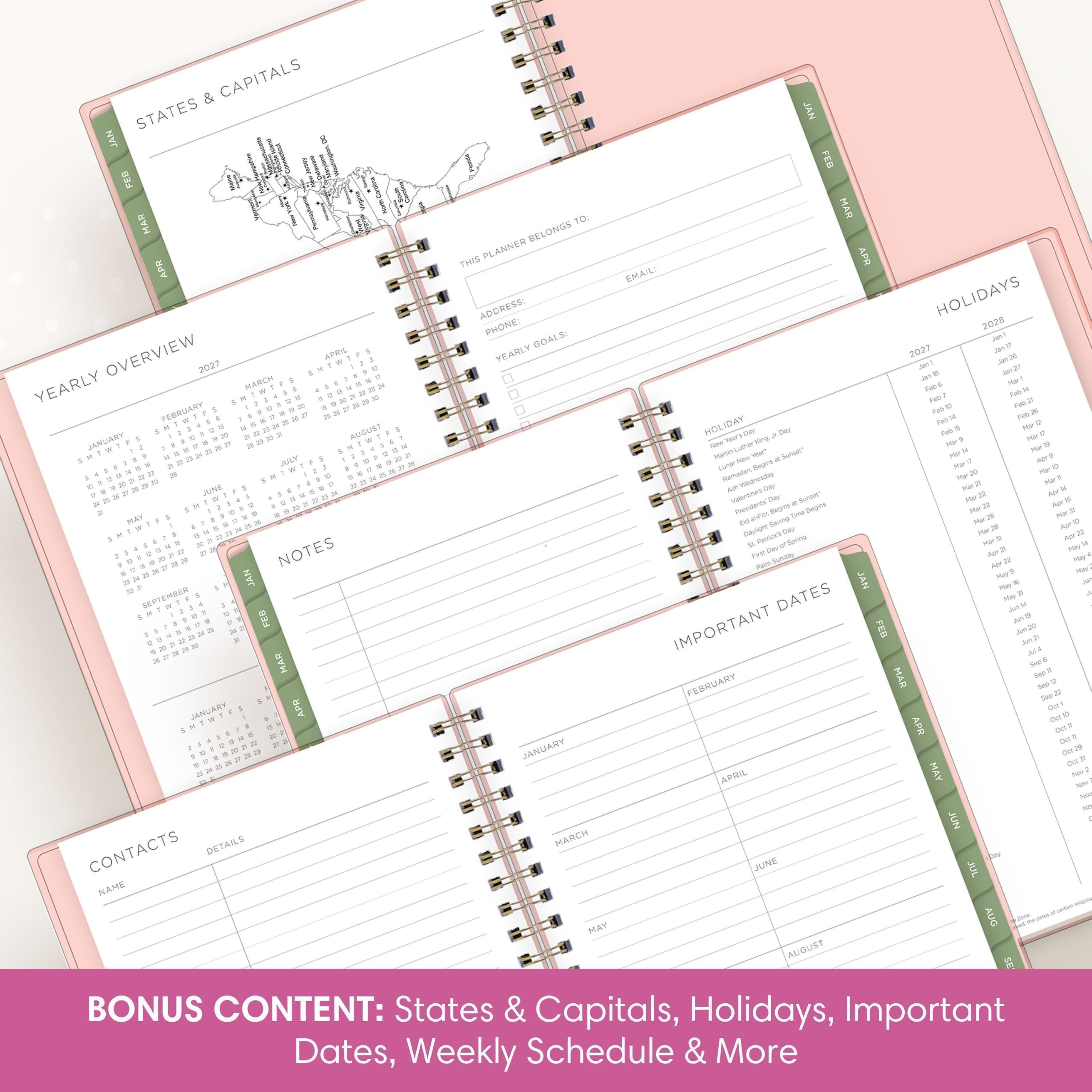 & CAPITALS STATES JAN JAN FEB FEB MAR TO: MAR BELONGS THIS PLANNER APR APR EMAIL: ADDRESS: PHONE: HOLIDAYS 2028 GOALS: That OVERVIEW APRIL YEARLY 2027 2027 Jan? MARCH 2018 YEARLY FEBRUARY 123456 RB6 NOT SHIWIES AOX AUGUST Day Day JANUARY AM NOWS SMTWTFS .................. JULY  Mirth Sumsel" MAY 4567890 ***********23334 Intentines Presidents Begits if Sunser* degins MY MAY to Saving NOTES Yes JAN JAN SHIWIFS  FEB DATES MAR IMPORTANT FEB Jun20 AND FEBRUARY MAR JANUARY APR acto $ : 3 APR Oct# Od# 0  JANUARY , e 20 Oct 29 o OdP APRIL MAY Nor3 ago NP JUN I DETAILS MARCH CONTACTS JUNE JUL NAME MAY AUG AUGUST SE BONUS CONTENT: States & Capitals, Holidays, Important Dates, Weekly Schedule & More