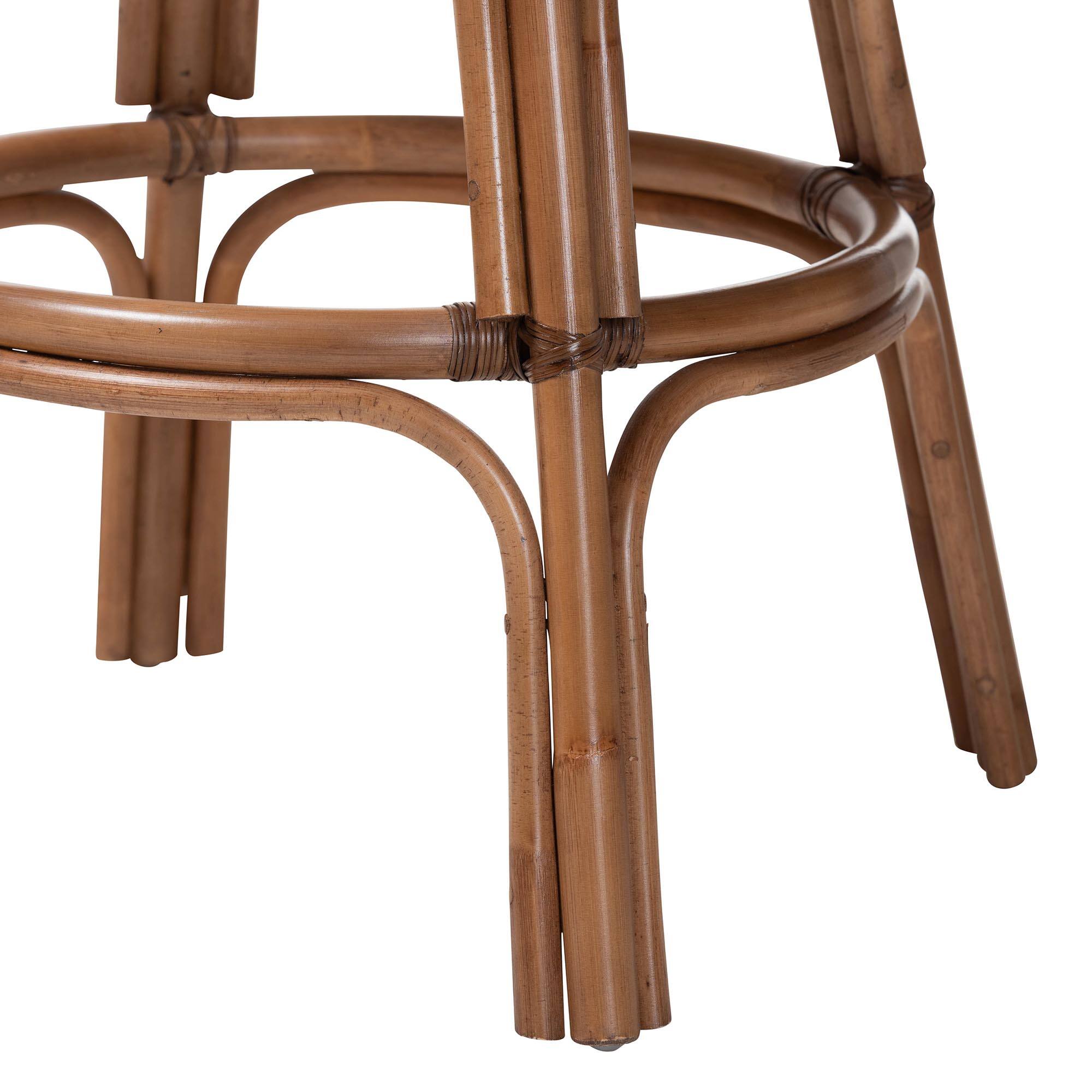 Alt View 2. bali & pari - Bella Swivel Rattan Bar Stool with Cushion - Handwoven Wicker Bar Chair with Backrest and Footrest - Coffee Bean.