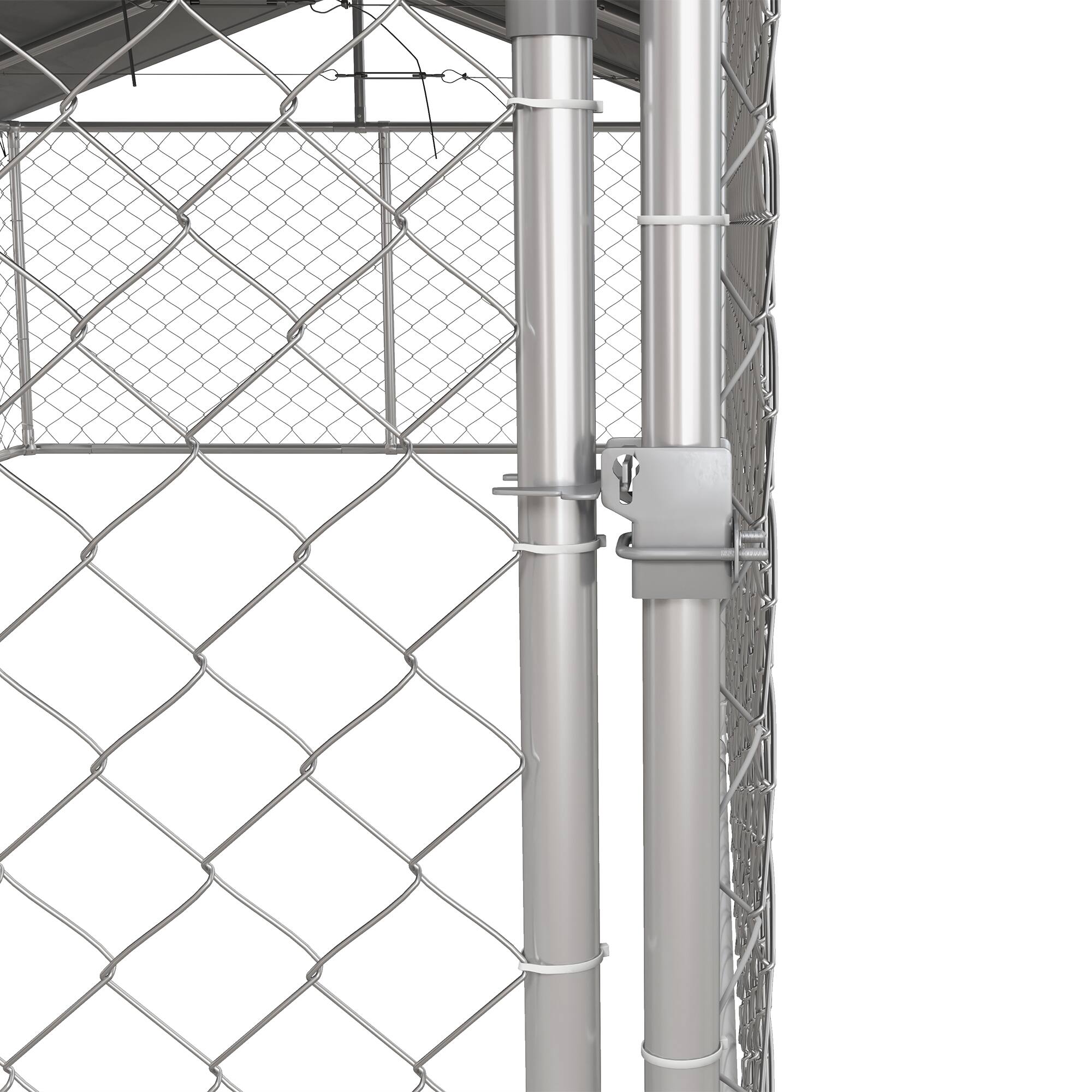 Alt View 4. Pawhut - Outdoor Dog Kennel, Heavy Duty Dog Run Outdoor Fence with Waterproof Cover, Galvanized Chain Link, Secure Lock.