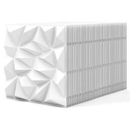 Costway - 40 Pack 3D Wall Panels PVC Diamond Textured Wall Tiles for DIY Painting Cutting - White
