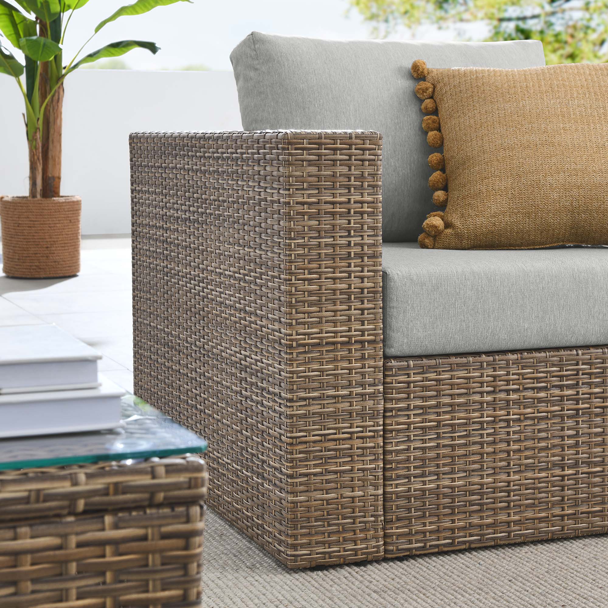 Alt View 6. Modway - Convene 3-Piece Outdoor Patio Furniture Set - Cappuccino Gray.