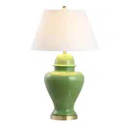 Jonathan Y - Sagwa 33" Ceramic/Iron Modern Classic LED Table Lamp - Green