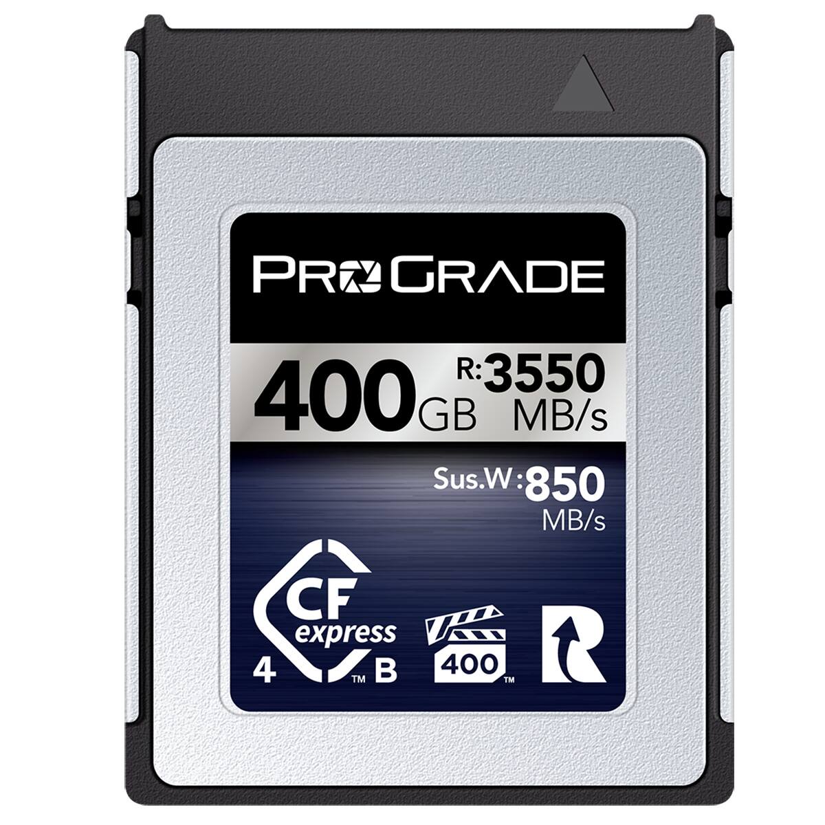 PROGRADE  
400 GB  
R: 3550 MB/s  
Sus.W: 850 MB/s  
CF express 4  
400™