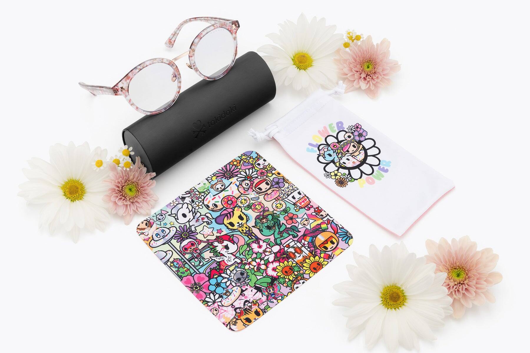 Alt View 5. GUNNAR - GUNNAR Computer Glasses  - tokidoki Flower Power, Pretty in Pink, Amber Lens - Blue Light Blocking, Relieve Dry Eye - Pretty in Pink.