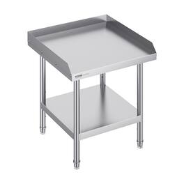 VEVOR - Stainless Steel Work Table, 24 x 24 x 26 Inch Commercial Food Prep Worktable, 3-Sided Backsplash - Silver