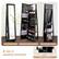 Full-length Mirror Lockable Jewelry Cabinet Rear Storage Shelves 3-in-1 Jewelry Armoire 360 Swivel Base