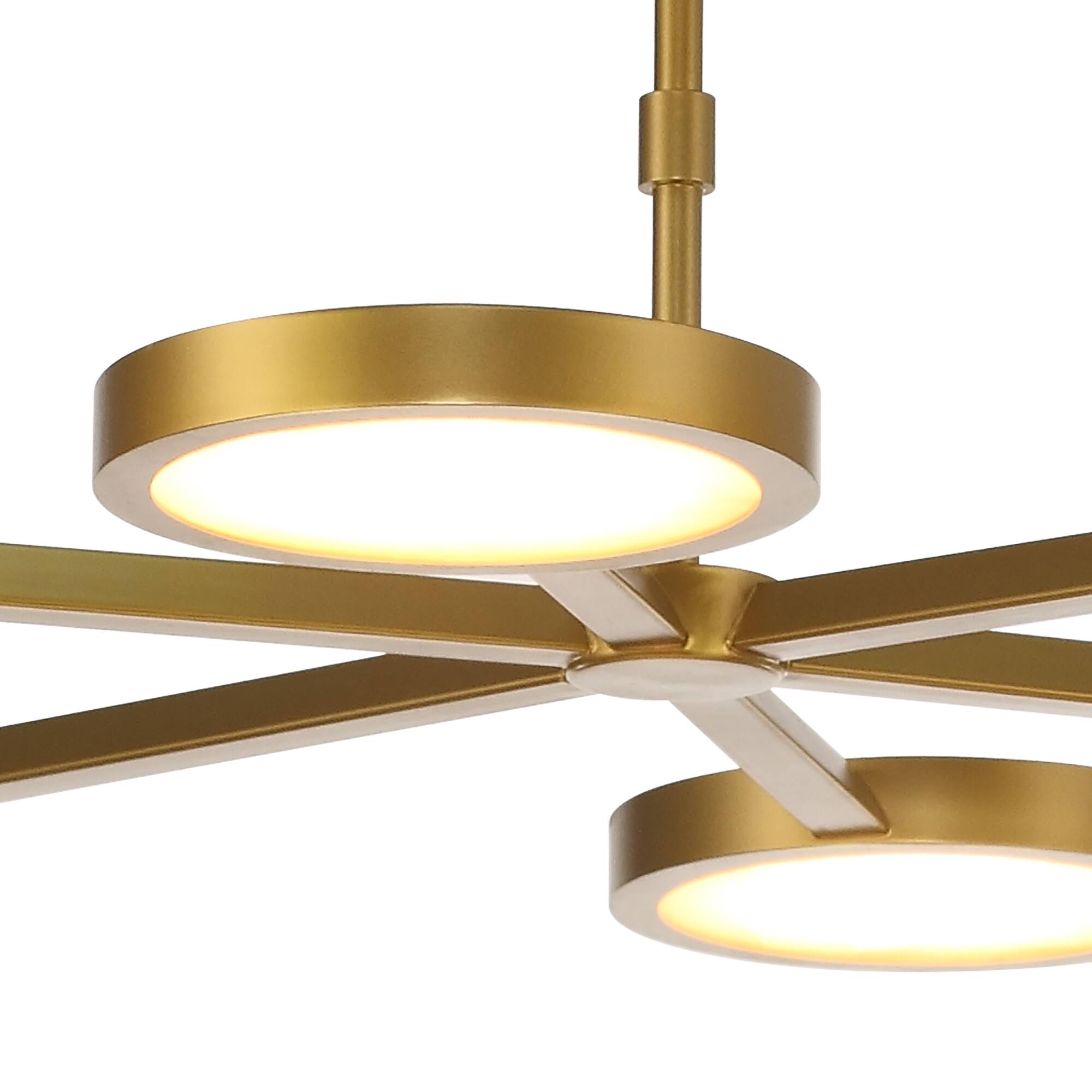 Alt View 2. Perimost - 50'' Modern Gold six Round  LED Pannel Ceiling Light - Gold.