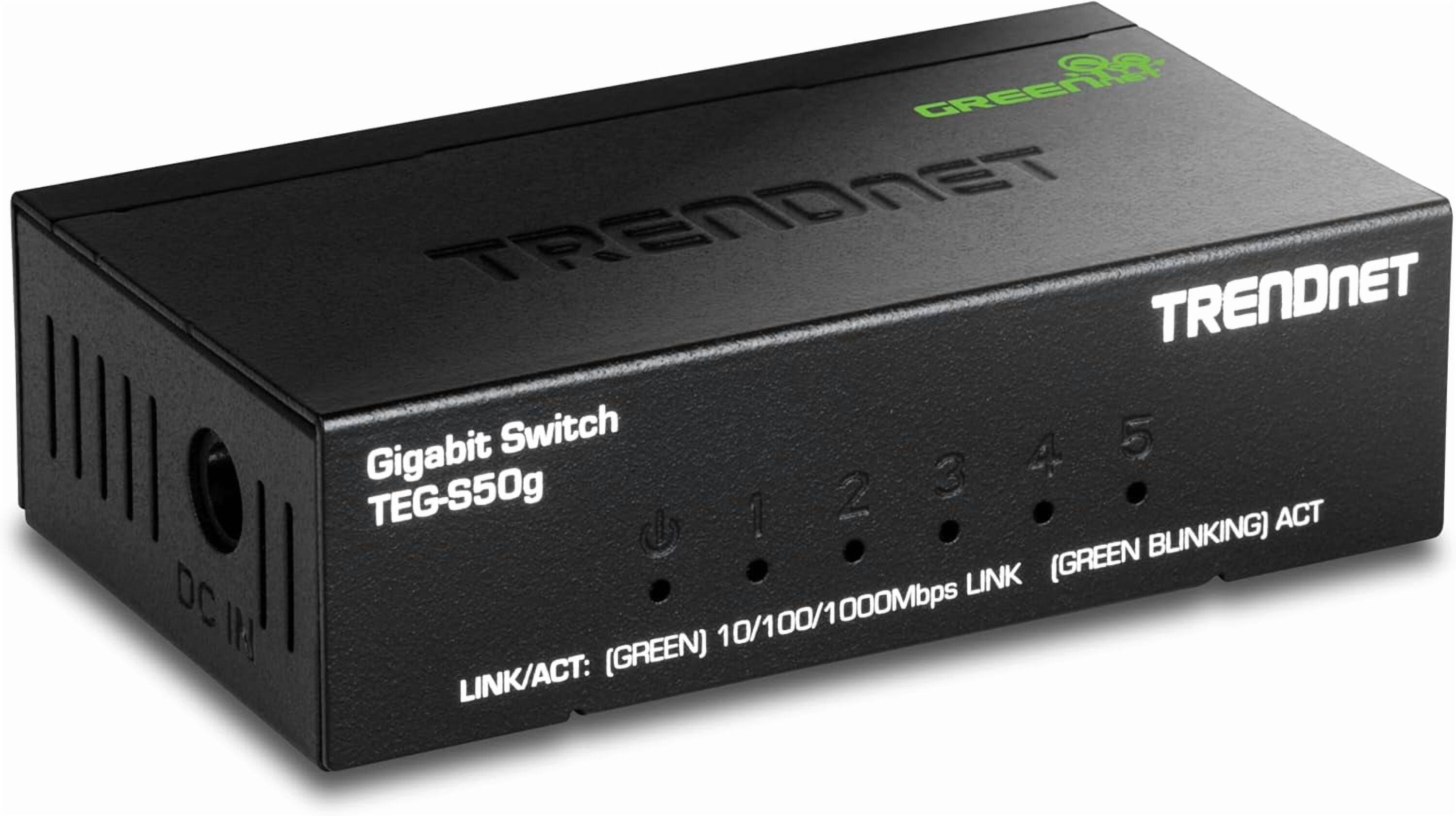 90 GREEN! TRENDNET Switch 4 5 Gigabit 012345 3 TEG-S50g 1 2 ACT (GREEN BLINKING) DC LINK I (GREEN) 10/100/1000Mbps LINK/ACT: