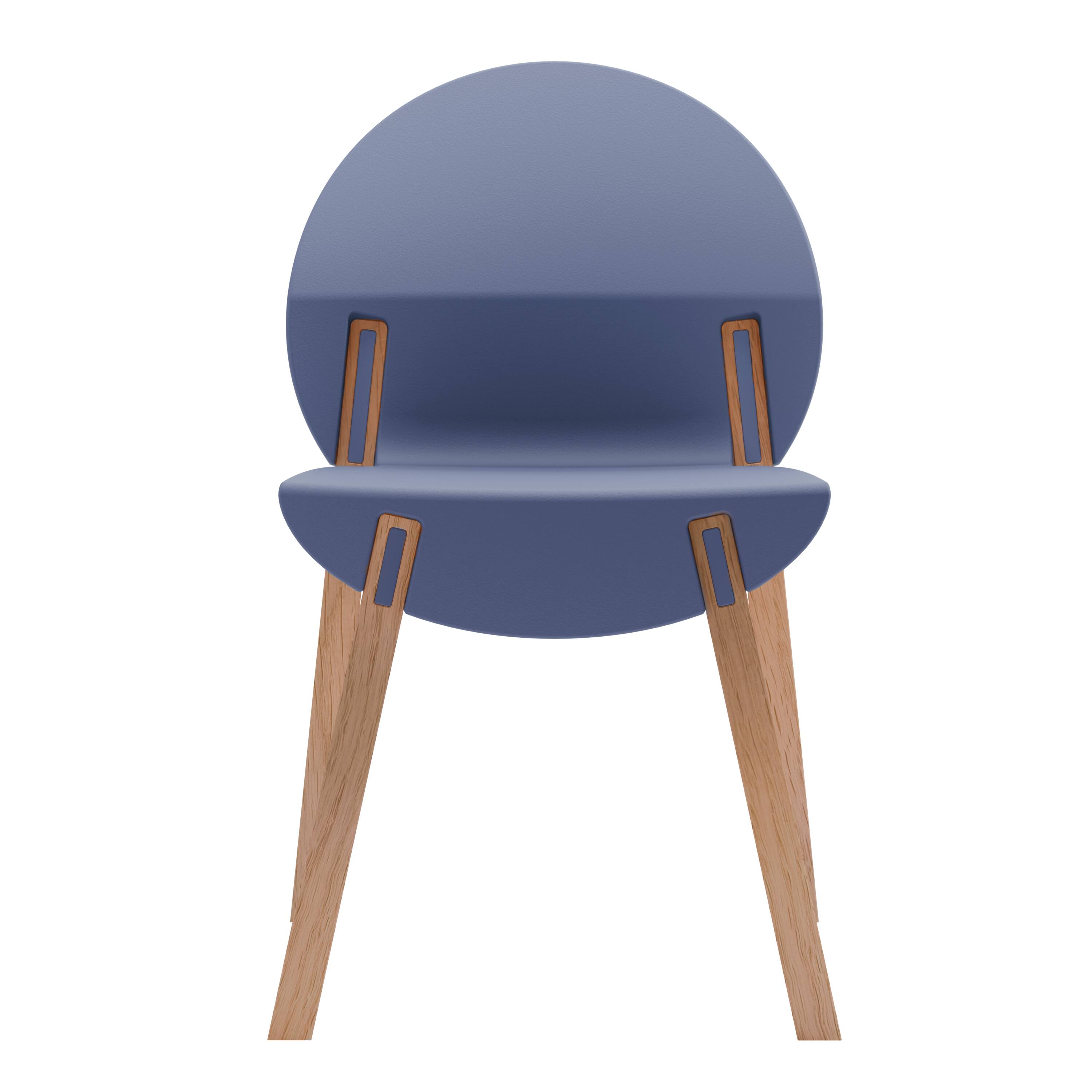 Alt View 7. Mondawe - 4-Pack Crimson Chairs – Red Oak Wood Legs & PP Seat - Blue.