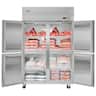 VEVOR - Commercial Reach-In Freezer, 48" W, 33 Cu.Ft Stainless Steel Upright Freezer, with 4 Doors, Auto-Defrost - Stainless steel color