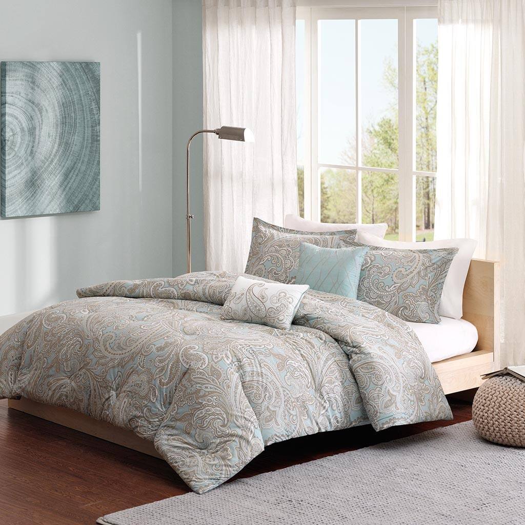 Alt View 4. Gracie Mills - Gracie Mills Vicky 5-Piece Pasley Cotton Percale Comforter Set - Blue.