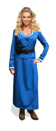Seeing Red - West World Inspired Women's Western Vintage Edwardian Steampunk Costume Dress - Blue
