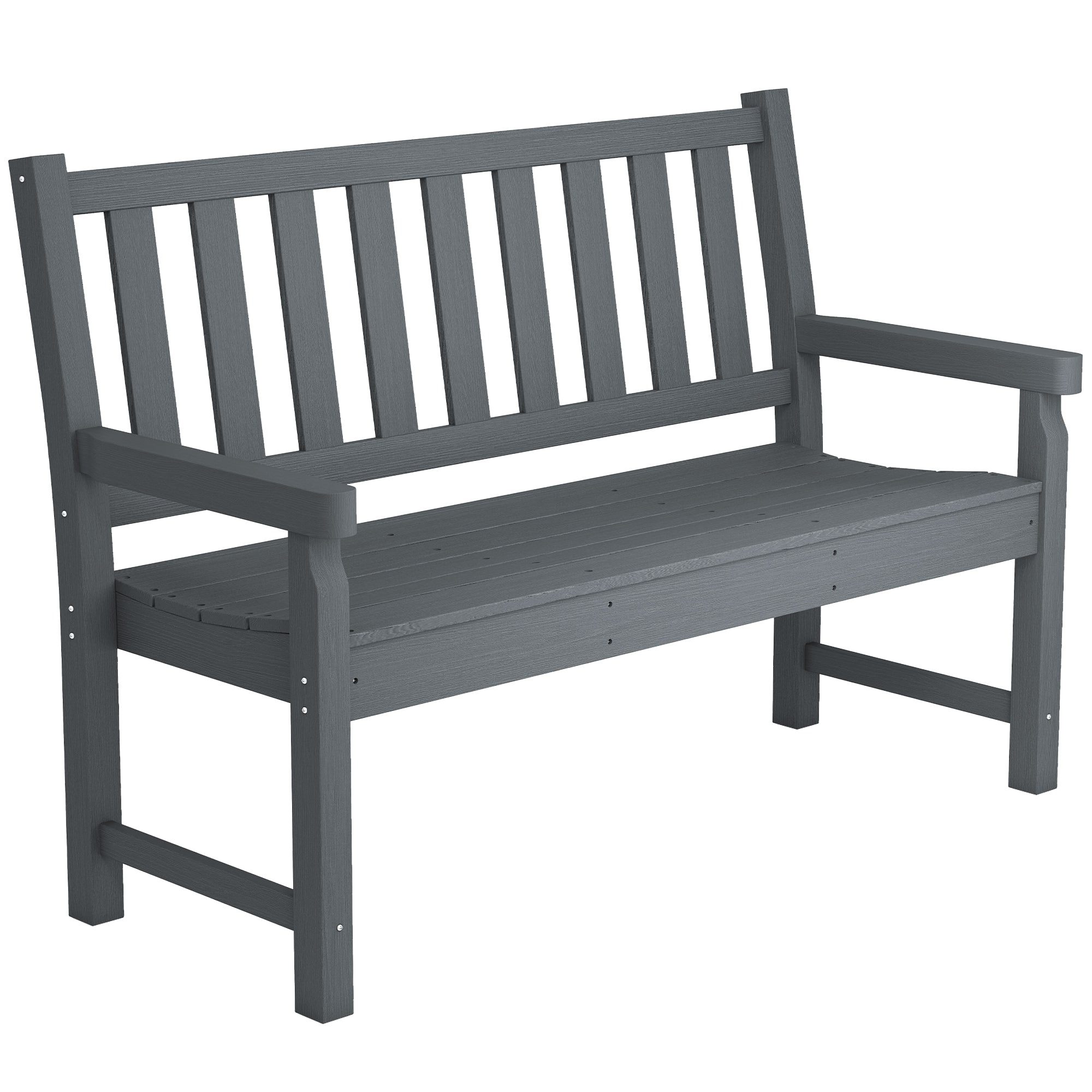 Outsunny - Garden Bench, HDPE Outdoor Bench with 530 lbs Capacity, Curved Seat for Backyard, Park, Porch - Gray