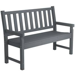 Outsunny - Garden Bench, HDPE Outdoor Bench with 530 lbs Capacity, Curved Seat for Backyard, Park, Porch - Gray