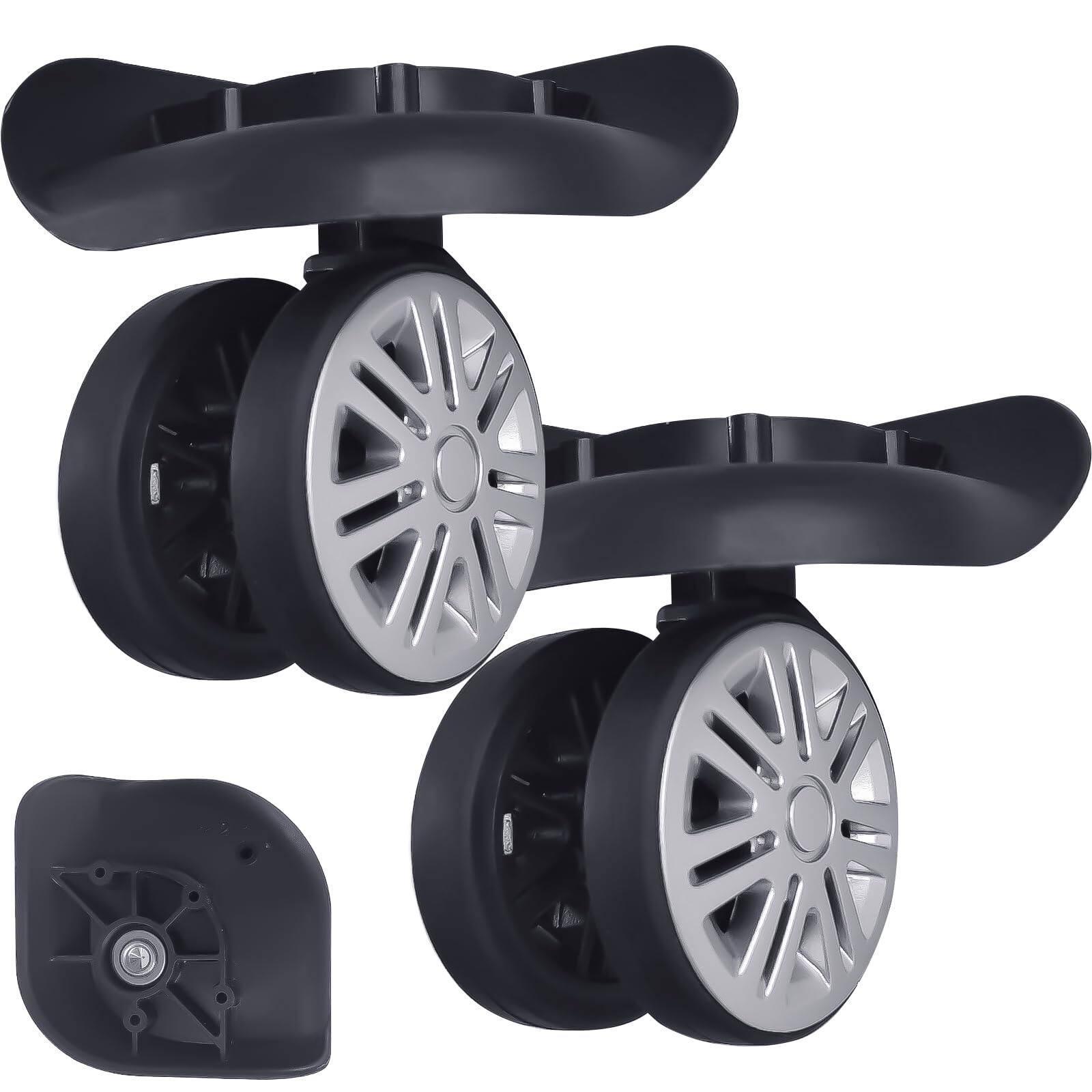 DORLUKFU- Luggage Wheels Replacement for Suitcase, Replacement Luggage Wheels Repair Suitcase Bag Parts Spinner Casters A- Black