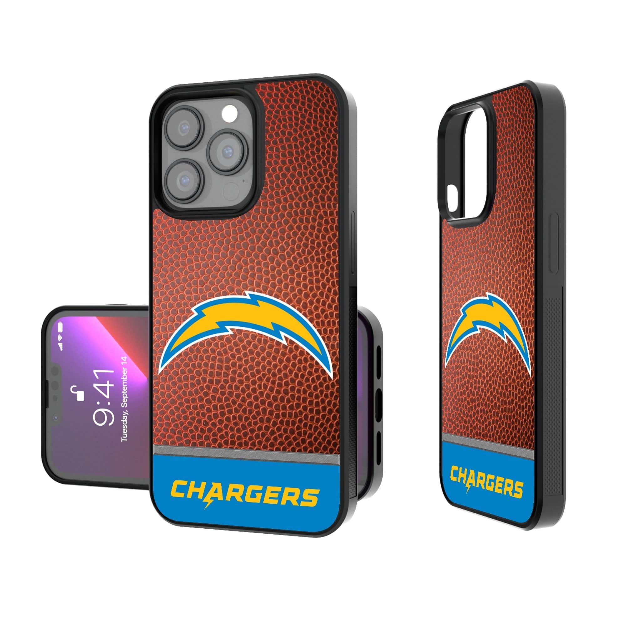 Keyscaper - NFL - Los Angeles Chargers iPhone Bump Case with Football Design - 16 Pro Max - Multicolor