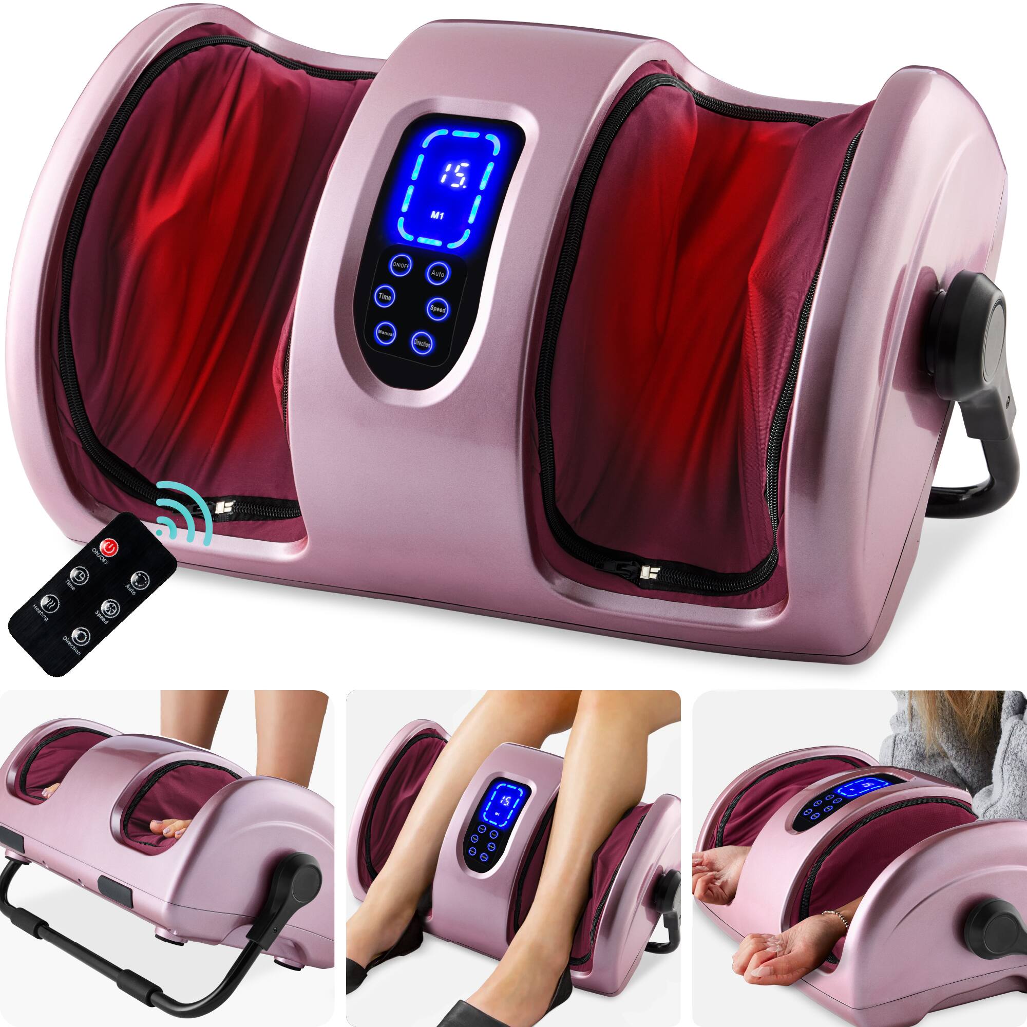 Best Choice Products - Foot Massager Machine, Therapeutic Reflexology Massager w/ High-Intensity Rollers - Rose Gold