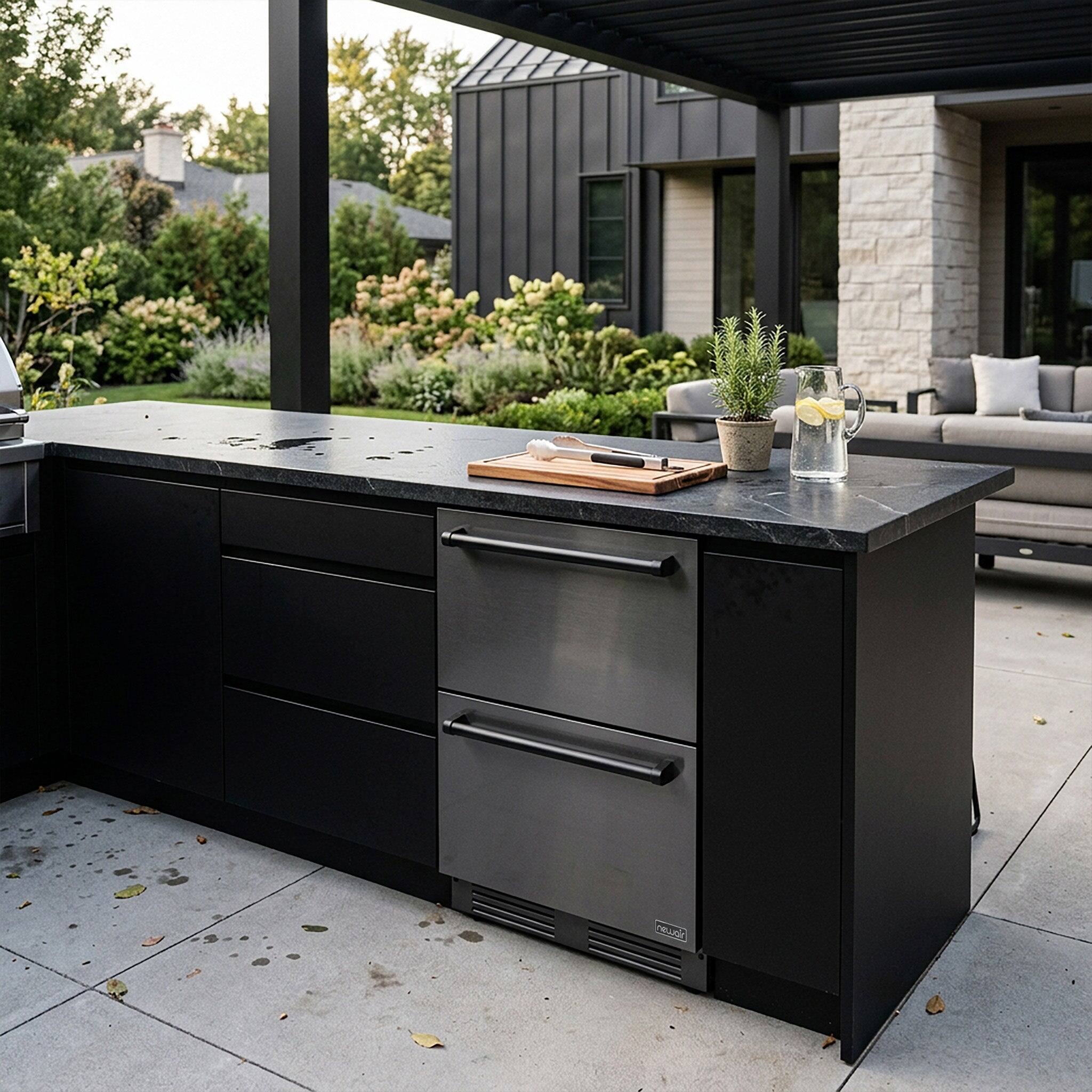 Alt View 9. NewAir - Newair 24 inch Refrigerator and Outdoor Freezer, Undercounter Refrigerator Freezer Convertible - Black Stainless Steel.