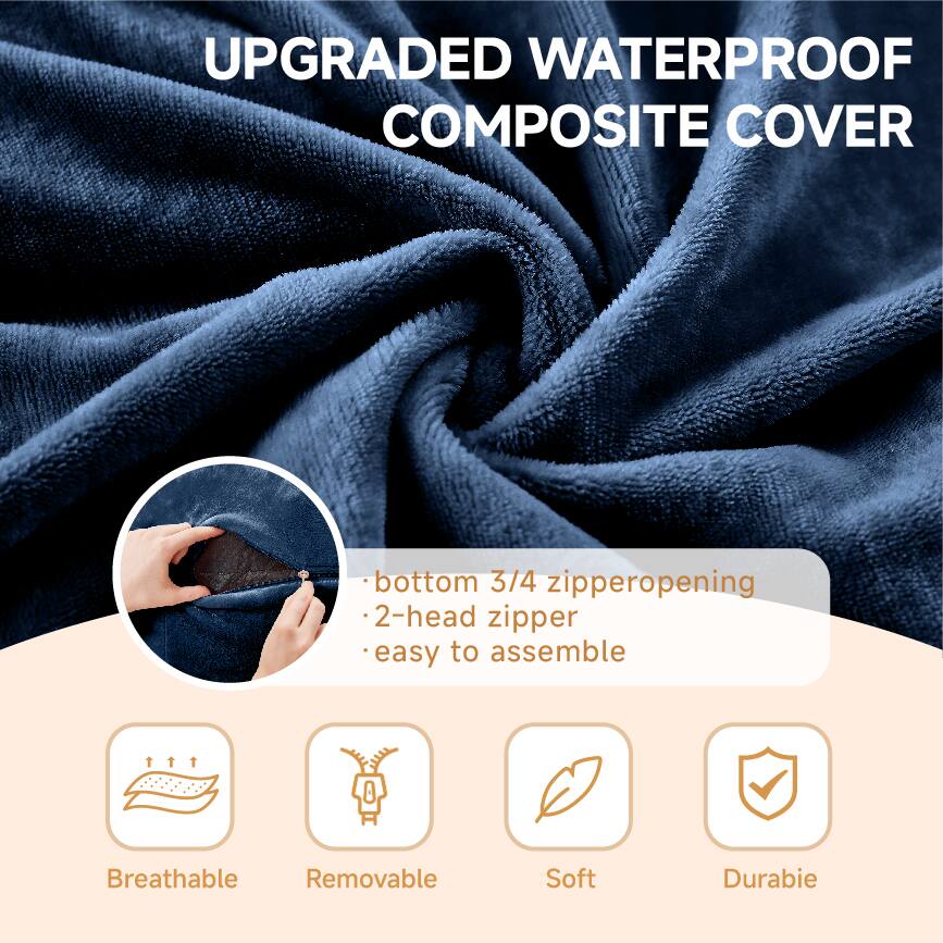 UPGRADED WATERPROOF COMPOSITE COVER

- bottom 3/4 zipper opening
- 2-head zipper
- easy to assemble

Breathable  
Removable  
Soft  
Durable