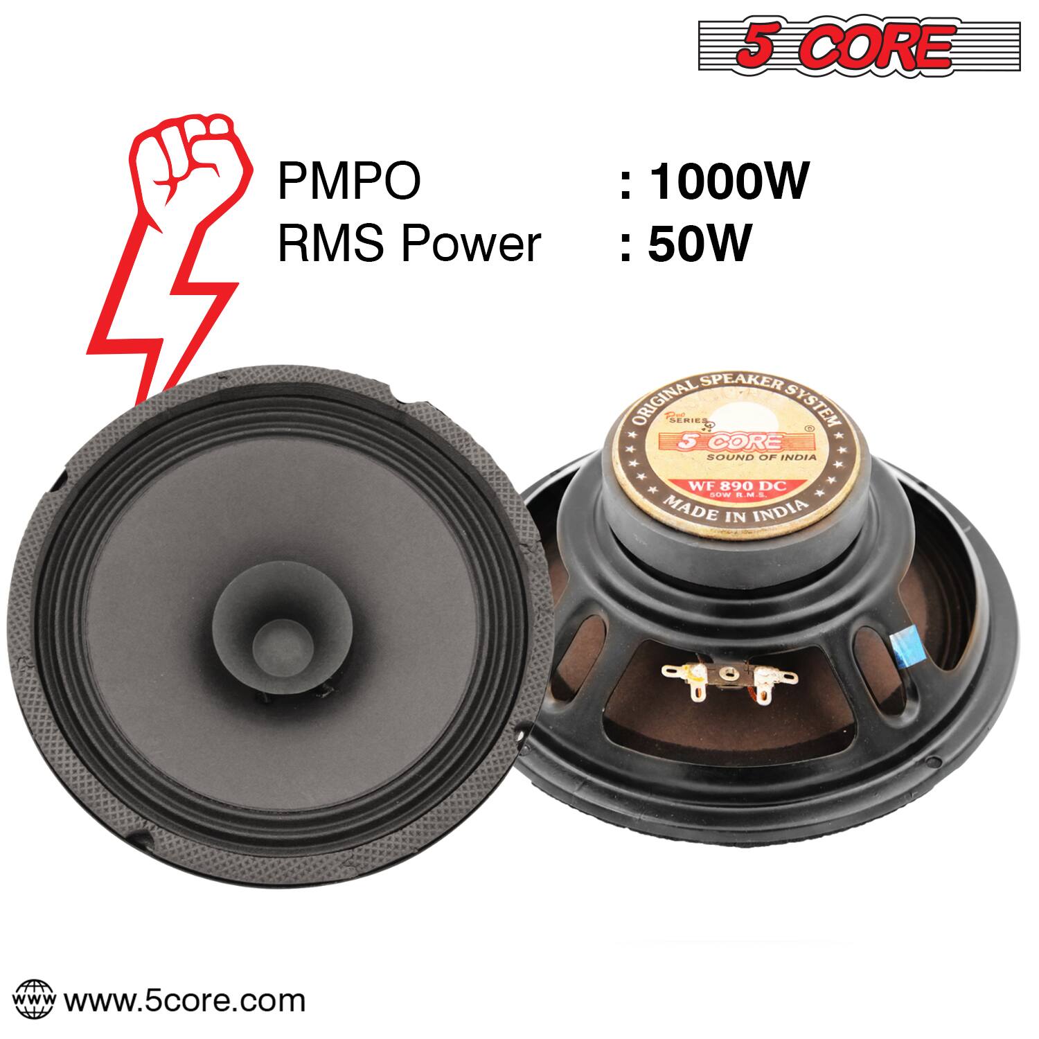 5 CORE PMPO RMS Power : 1000W : 50W SPEAKER S ORIGINAL 1dee SERIE 2D SYSTEM CORE SOUND DP INERA WF 890 DC SOM -- MADE IN INDIA www.5core.com