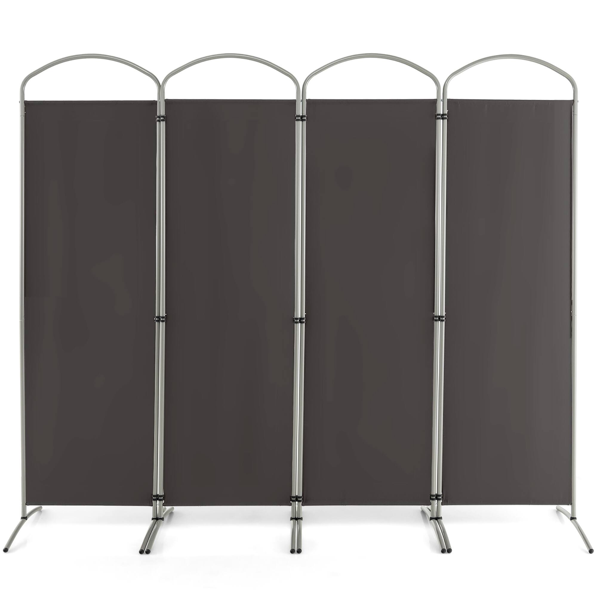 Alt View 9. Costway - Costway 4 Panels Folding Room Divider 6 Ft Tall Fabric Privacy Screen - Gray.
