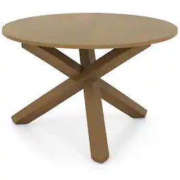 Costway - 47" Round Dining Table with Solid Acacia Wood Legs for 4-6 Person for Kitchen - Natural