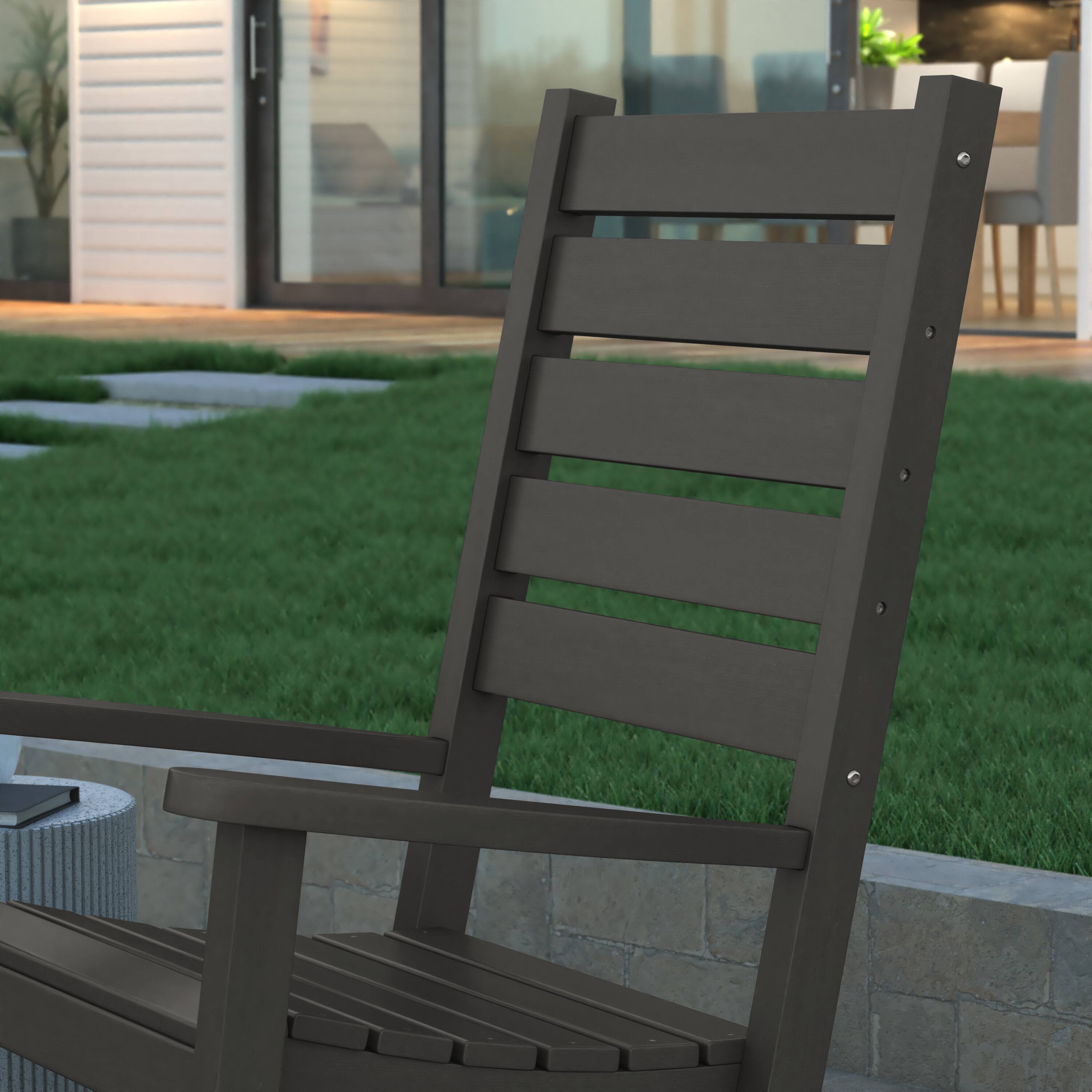 Alt View 4. Emma + Oliver - Florian Contemporary Rocking Chair, All-Weather HDPE Indoor/Outdoor Rocker - Gray.