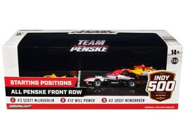 "108th Indianapolis 500" (2024) "All Penske Front Row" Set of 3 IndyCars 1/64 Diecast Model Cars by Greenlight - Multicolor